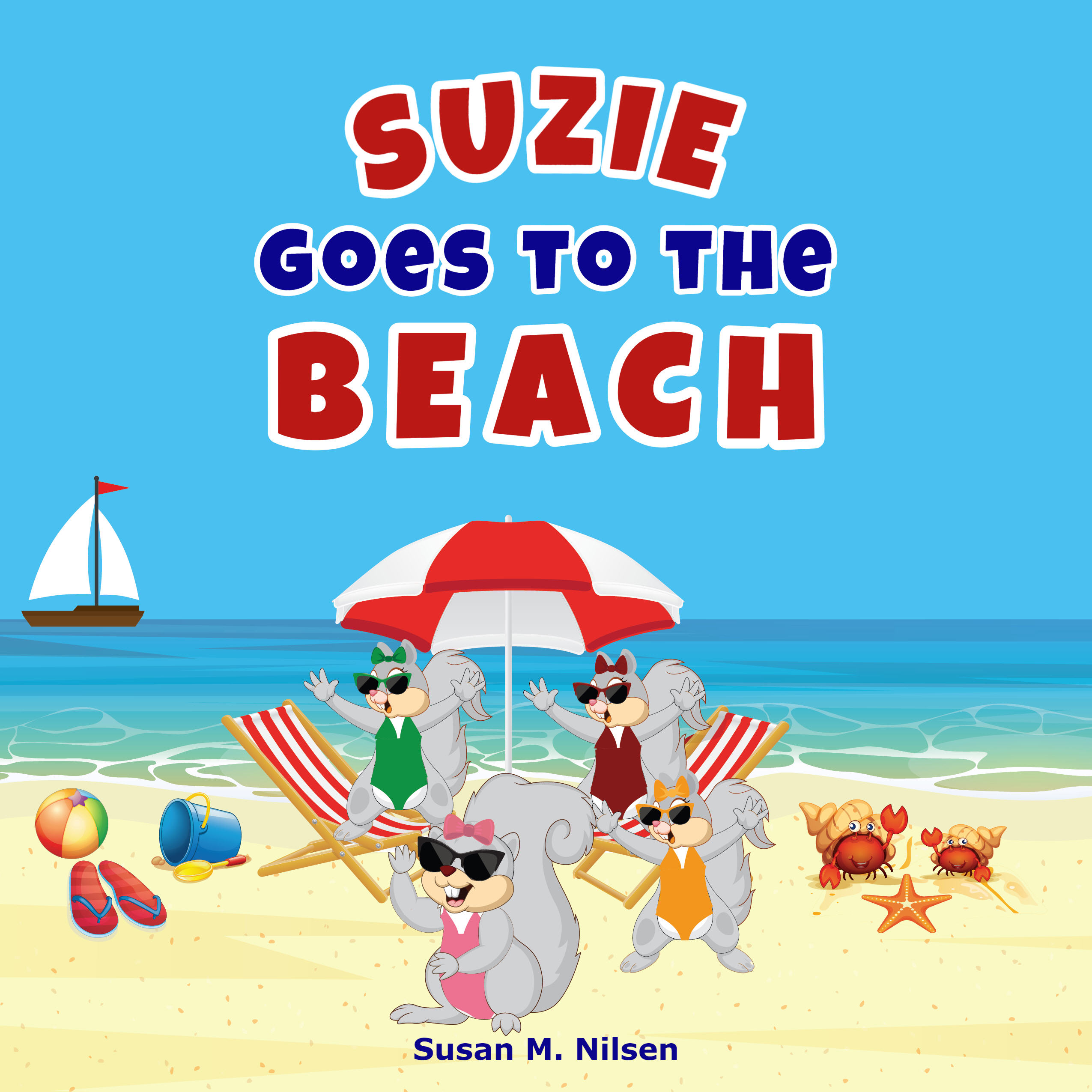 SUZIE GOES TO THE BEACH - Suzie and her three daughters,
Sage, Sienna, and Scarlet had worked hard throughout the fall 
to prepare for an anticipated harsh winter. Looking for a well-deserved summer break, they decided to take a vacation where they
could only dream about the beach. Scarlet meets one of her best
friends on the beach.
Together, the girls have an adventurous time searching, running, and
playing by the water while chased by a couple of small children.
Just as they were having so much fun, it was time to head home.
With an invitation from Scarlet’s friend Skye, there’s hope that they will
visit the beach again, real soon!